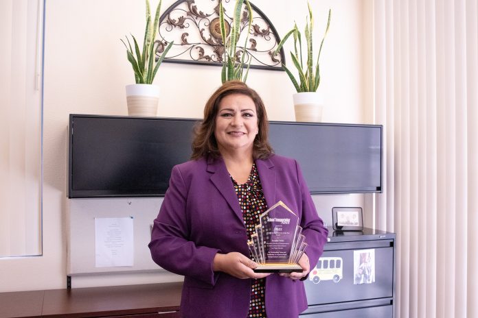 Jennifer Vobis, the executive director of transportation at Clark County School District in Nevada, was awarded the 2022 Transportation Director of the Year Award, in part for reclassifying her staff so they could get pay raises. (Photo by Taylor Hannon-Ekbatani)