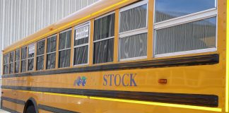A Stock Transportation school bus in Ontario, Canada.