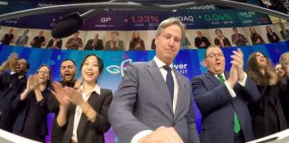 Fraser Atkinson, CEO and chairman of GreenPower Motor Company, rings the opening bell to start NASDAQ trading for Tuesday, Dec. 6, 2022.