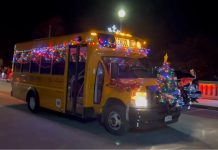 A Penn Yan Central Schools bus participates in the local Lights on Wheels Parade, held Dec. 2, 2022. (YouTube/Mr. Mumby)