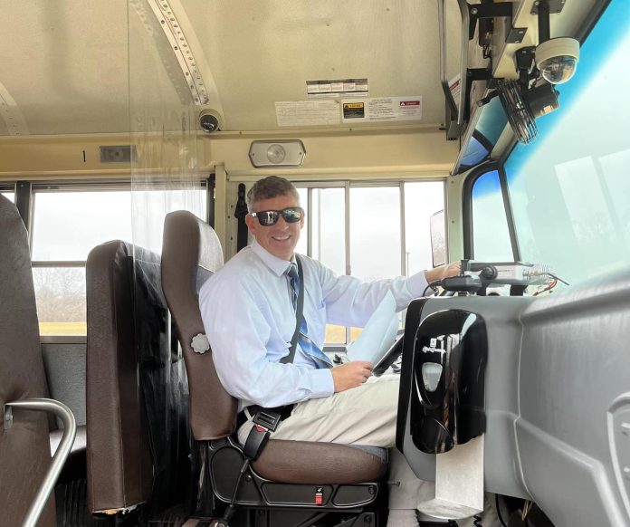 Huber Heights (Ohio) City Schools Superintendent Jason Enix fills in as a substitute school bus driver as needed amid the school bus driver shortage.