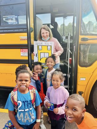 Students from Kelly Springs Elementary School in Alabama showed their appreciation for their school bus drivers