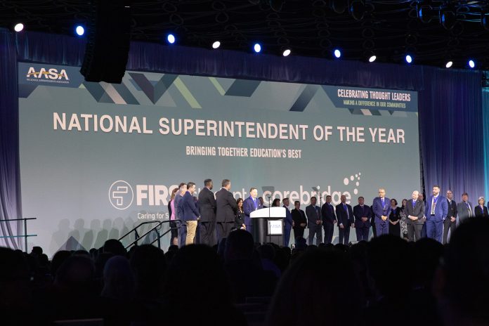 Dr. Kevin McGowan of Brighton Central Schools near Rochester, New York won AASA's Superintendent of the Year award for 2023 in San Antonio, Texas, on Feb. 16.