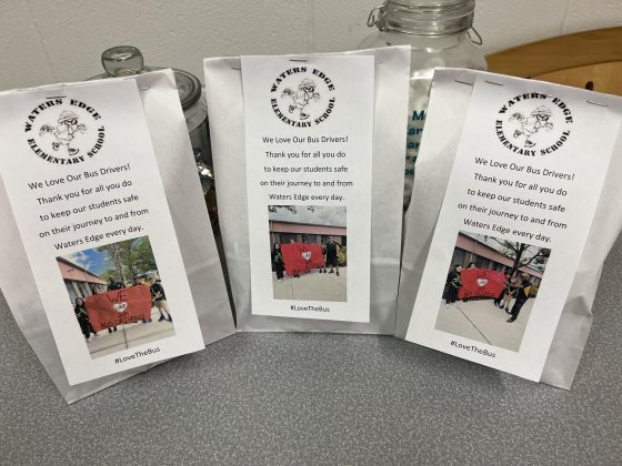 Waters Edge Elementary School in Florida made treat bags to show their appreciation for their school bus drivers