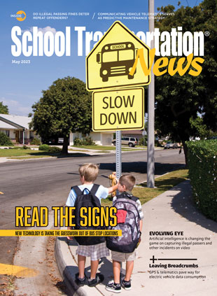 Technology is once again playing a role in increasing safety around the school bus stop as well as efficiency of operations. Design by Kimber Horne.