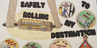 Avrie Siedschlag, a student at Coon Rapids Middle School in Minnesota is the winner of the 2022-2023 NAPT National School Bus Safety Poster Contest. The theme was, Safely Rolling to my Destination. Photo courtesy of the NAPT.