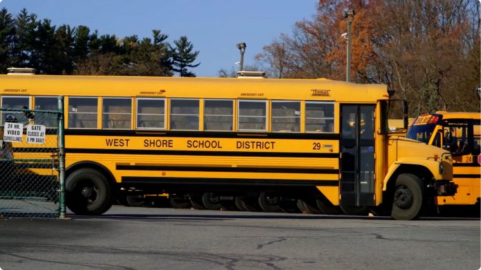 Still image of a West Shore School District bus operated by First Student. Source: YouTube/FirstStudentInc