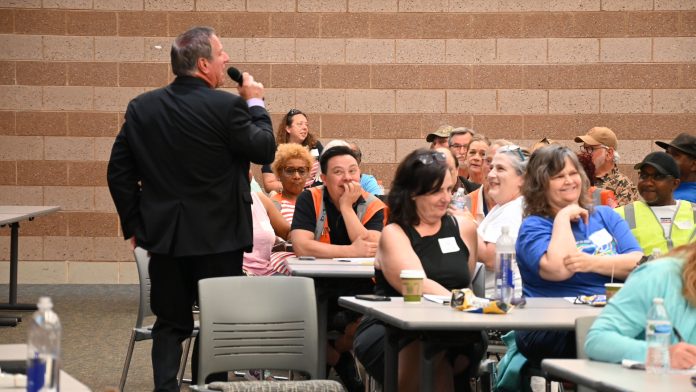 Ted Zotos, leadership coach, speaks to transportation professionals at Oakland Schools in Michigan. (Photo courtesy of Oakland Schools.)