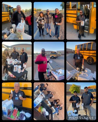 Principal Patricia Fernandez of Hurshel Antwine Middle School in Texas shared these photos of school bus drivers saying, "Thank you for making sure our scholars are safe!"