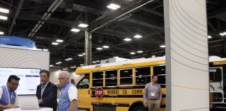 Thomas Built Buses showcased its new Minotour school bus with an Optimal-EV electric drive, available on both the GM 4500 and Ford E450 platforms, at the 2023 NAPT Trade Show.