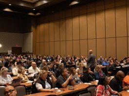 Ben Springer speaks to TSD Conference attendees on Thursday, Nov. 16, 2023 in Frisco, Texas. Photo by Taylor Ekbatani.