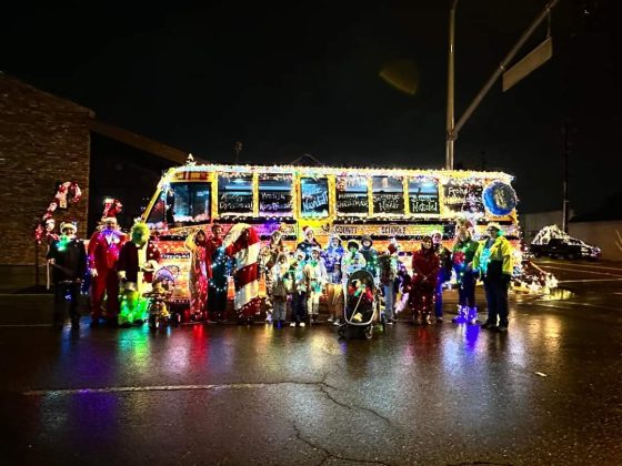 Larissa Rodriguez, a dispatcher/scheduler at Shasta County Office of Education Transportation Department in Redding, California shared these photos from the department’s Ugly Christmas Sweater Day and the Redding Lighted Christmas Parade.