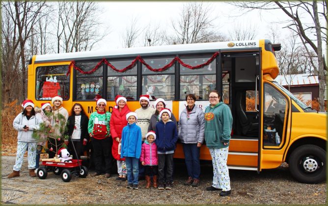 Rachael Pelletier, assistant transportation director at Maine School Administrative District 60 said “MSAD 60 Transportation Department participated in the local Christmas parade in Berwick Maine. We decorated a small bus and walked alongside the bus handing out treats to families. The theme this year was Classic Christmas Cartoons and we decorated our bus with the characters from A Charlie Brown Christmas.”