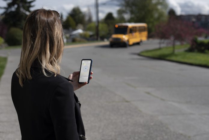 Parent using the Zonar MyView app to track the school bus (Image courtesy of Zonar)