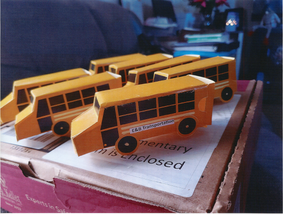 Becky Laughman at E & B Transportation shared these photos of mini buses filled with goodies and a staff luncheon