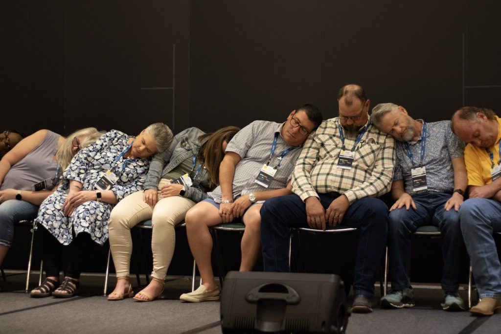 Attendees are hypnotized during the keynote on Monday, June 3, 2024 at STN EXPO Indianapolis.
