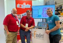 From left: Transfinder's Jim Nestico, account executive, Frank Grazely, sales consultant, and John Daniels, vice president of marketing, at the STN EXPO Reno trade show on July 16, 2024. Photo by Ruth Ashmore.